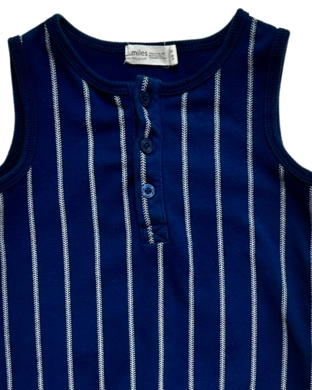 12M Baby Boy Navy Miles Baseball Thread Romper