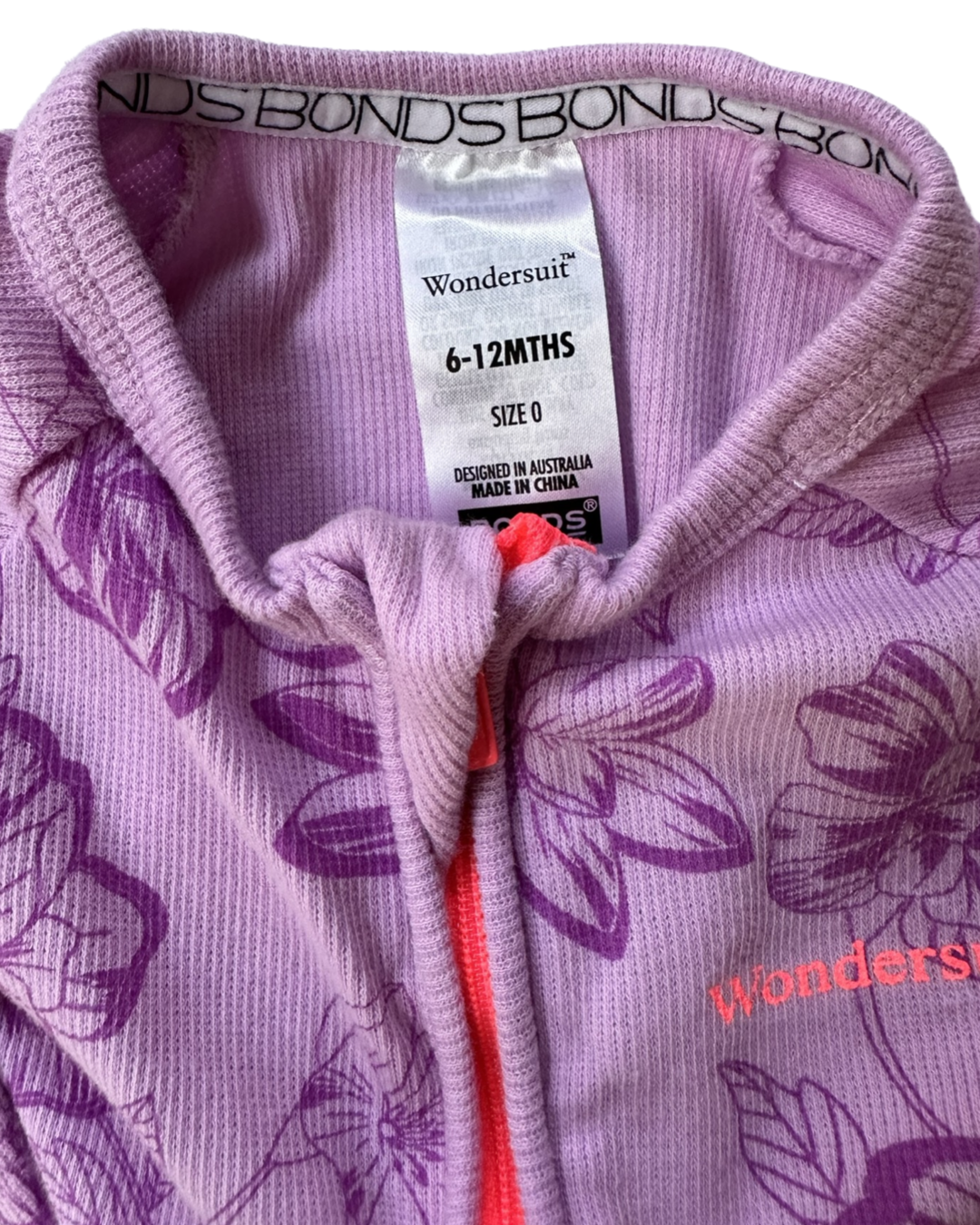 6-12M Baby Girl Size 0 Purple Floral Bonds Wondersuit