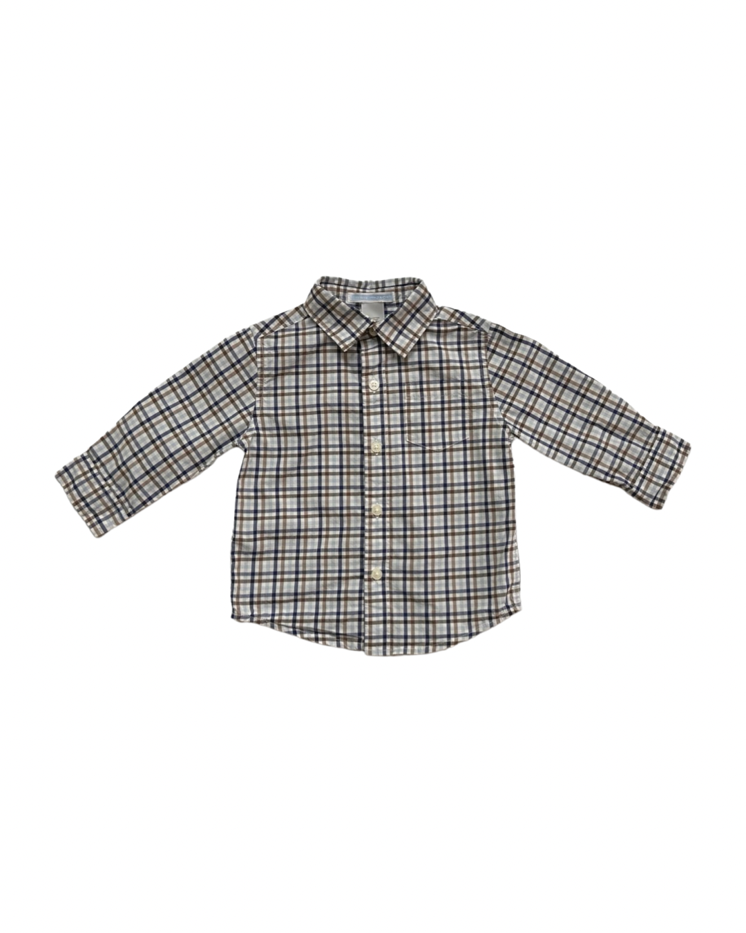 6-12M Baby Boy Janie & Jack Plaid Long Sleeve Button Up Top