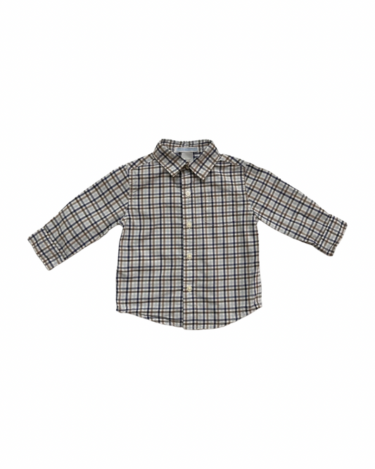 6-12M Baby Boy Janie & Jack Plaid Long Sleeve Button Up Top