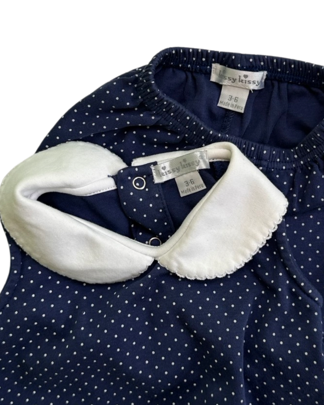3-6M Baby Girl Kissy Kissy Navy / White Polka Dot Sailboat 2pc Set