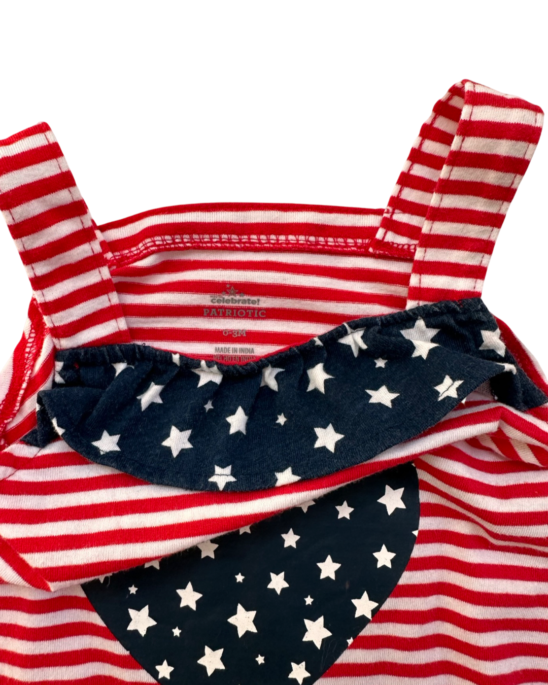 0-3M Baby Girl Patriotic Red / White Striped Bubble