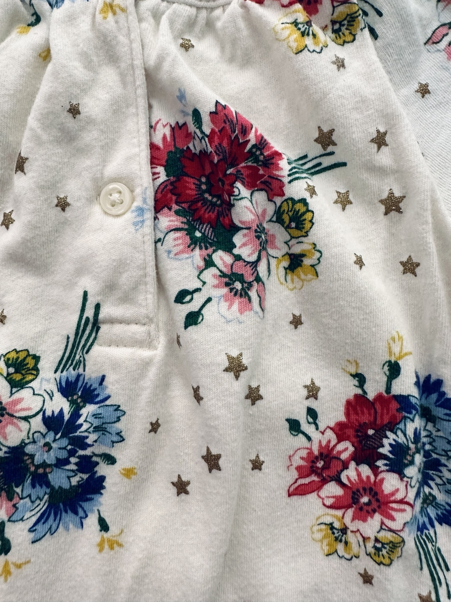 6-12M Baby Girl Baby Gap Floral Star Long Sleeve Onesie Dress