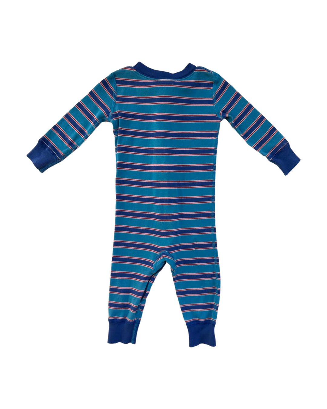 9M-18M Baby Boy Hanna Andersson Organic Cotton Blue Striped Zippered Sleeper PJs