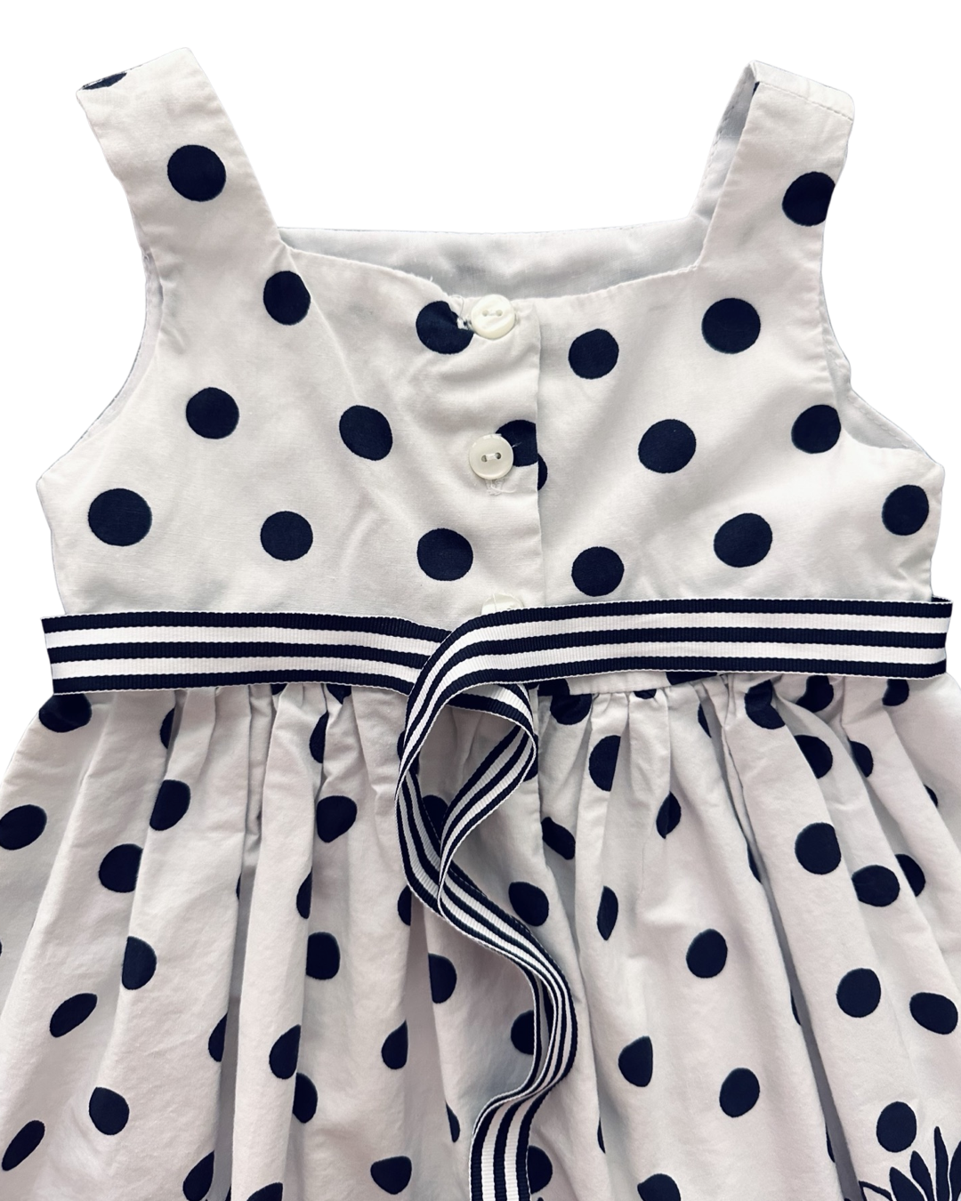 2T Toddler Girl Youngland Navy / White Floral Polkadot Dress