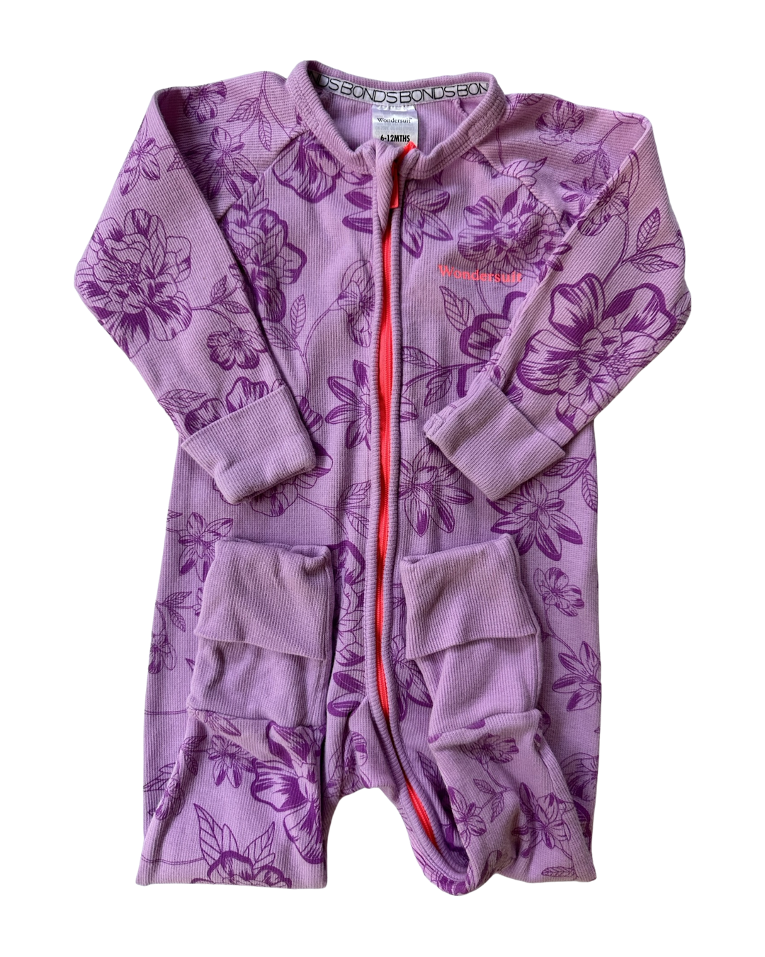 6-12M Baby Girl Size 0 Purple Floral Bonds Wondersuit