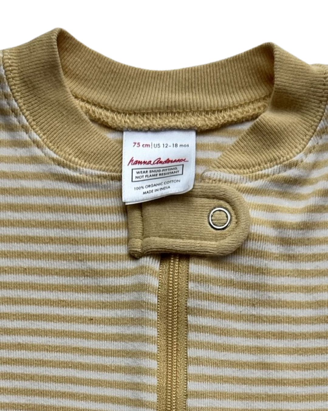 12M-18M Baby Boy MariGold Yellow Striped Hanna Andersson Sleeper PJs