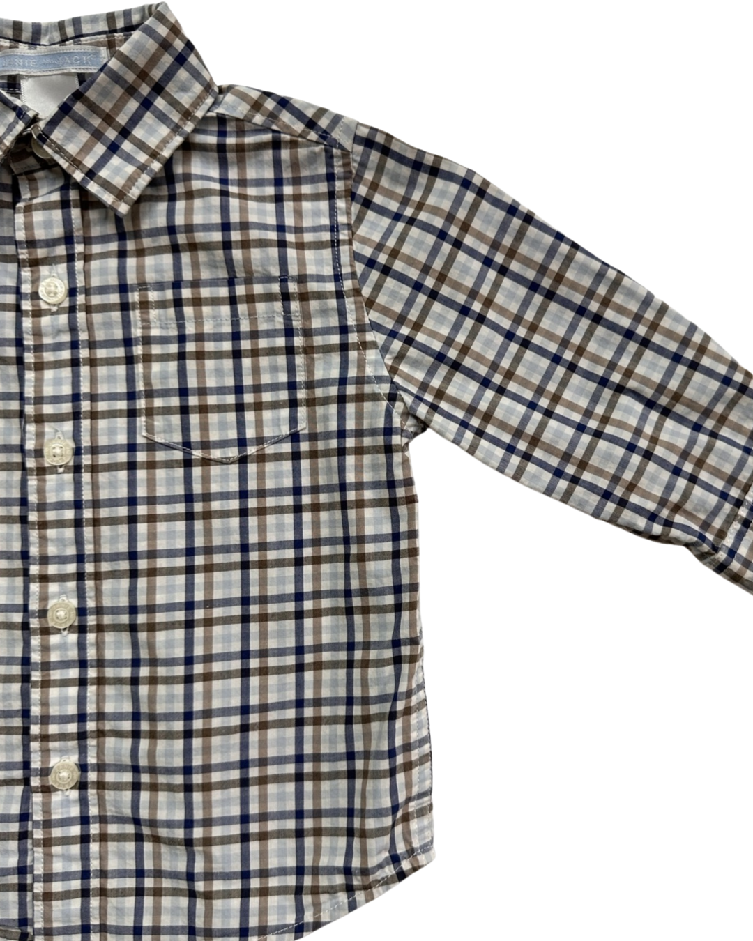 6-12M Baby Boy Janie & Jack Plaid Long Sleeve Button Up Top