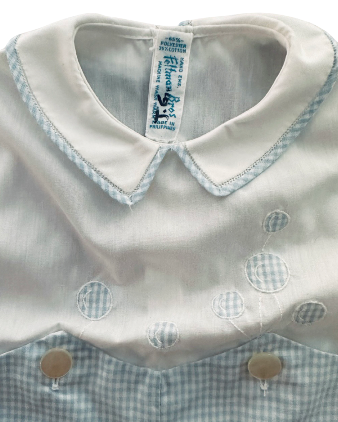 6M Baby Boy Classic Feltman Bros Light Blue Gingham Romper