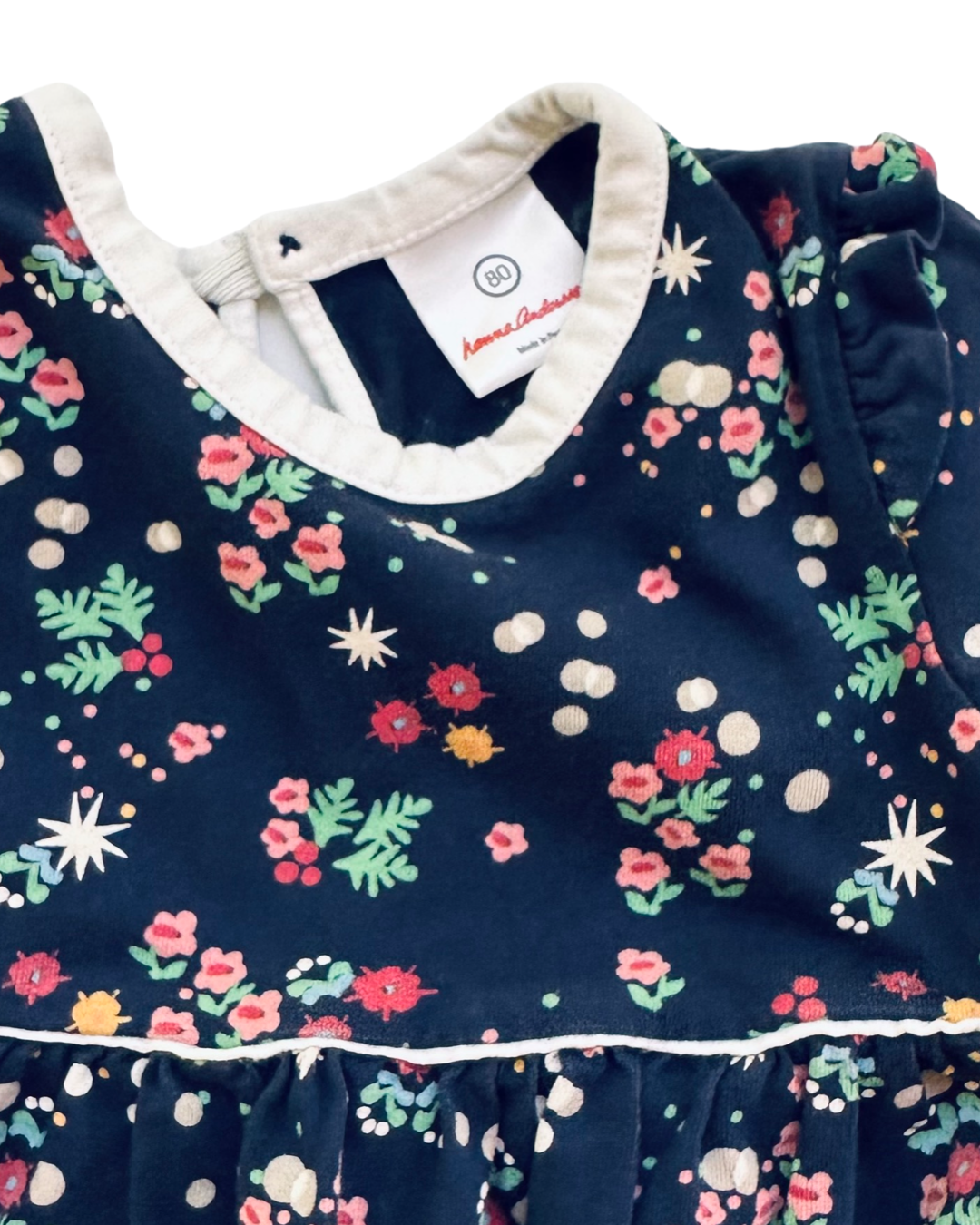 2T Toddler Girl Hanna Andersson Navy Floral along Sleeve Bubble