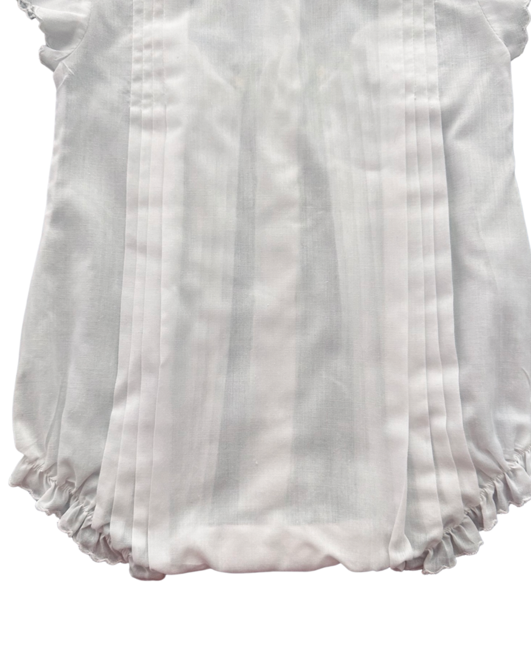 3-6M Baby Girl White Vintage Hand Embroidered Bubble