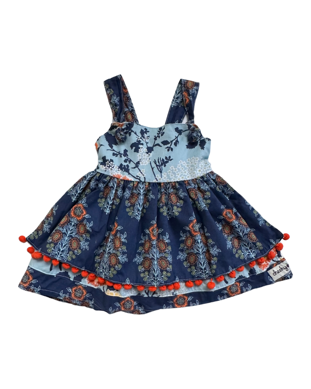 12M-18M Baby Girl Cheeky Plum Boutique Blue Floral Dress