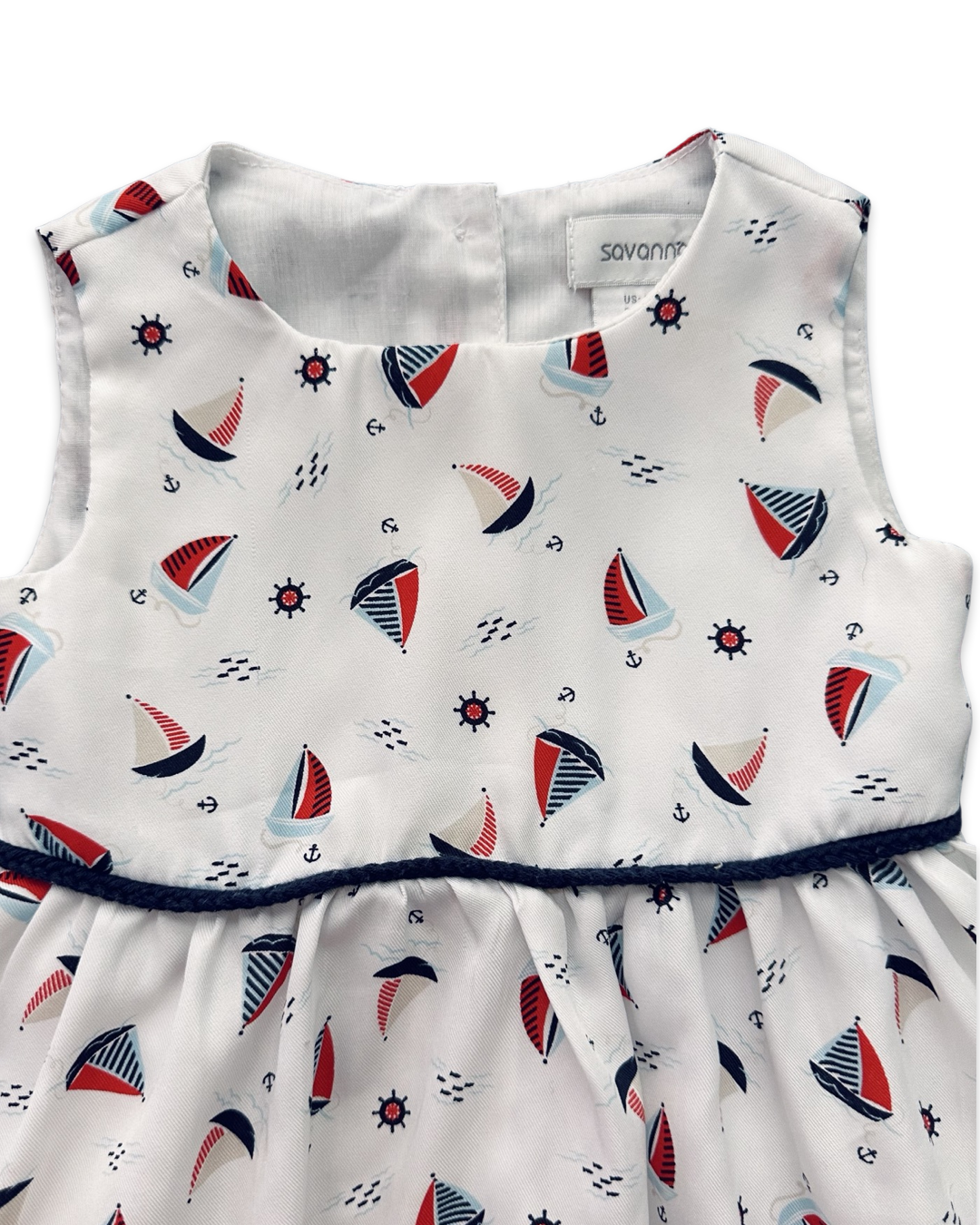 12M Baby Girl Savannah White Ruffle Bottom Sailboat Dress