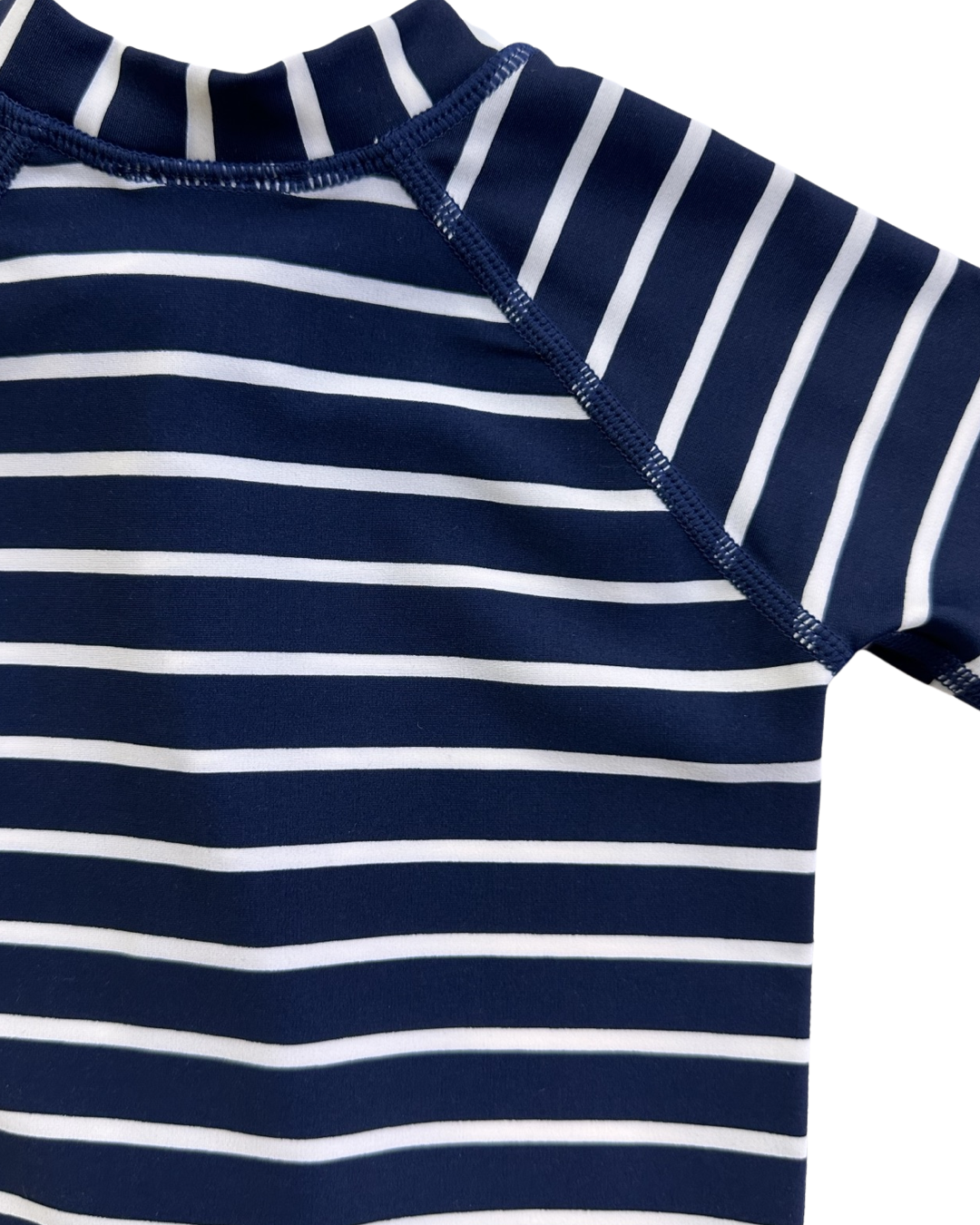 6M-12M Baby Boy Hanna Andersson Navy / White Striped RashGuard Swim Suit & Matching Sun Hat