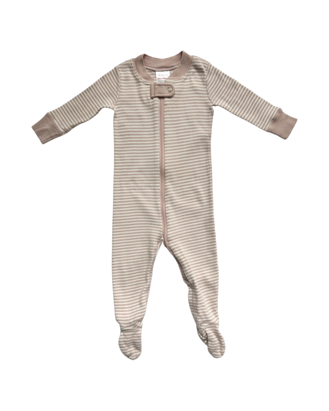 3-6M Baby Girl Hanna Andersson Dusty Rose Striped Zippered Sleeper PJs