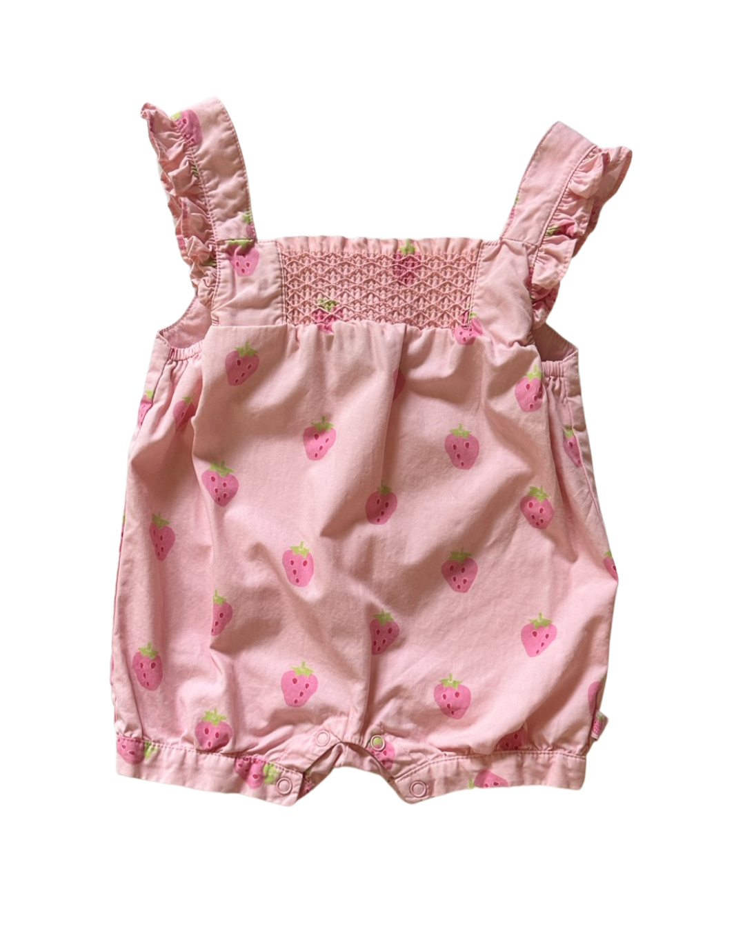 0-3M Baby Girl Gymboree Pink Strawberry Smocked Bubble Romper