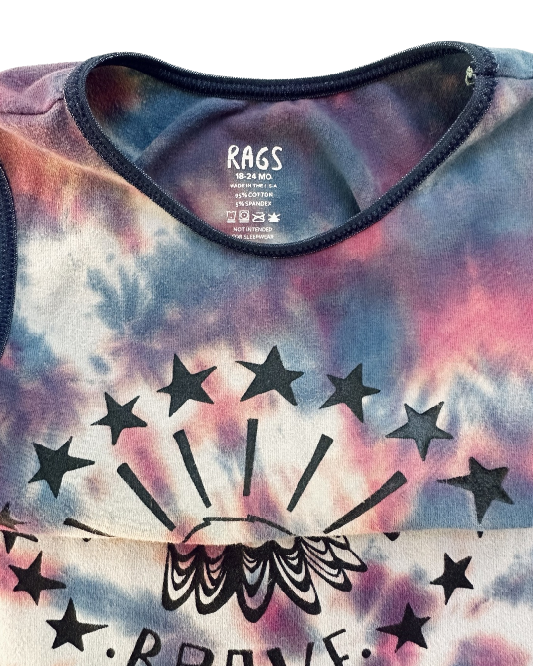 18M-24M Baby Boy / Girl Tie Dye Rags for Raches American Brave Romper