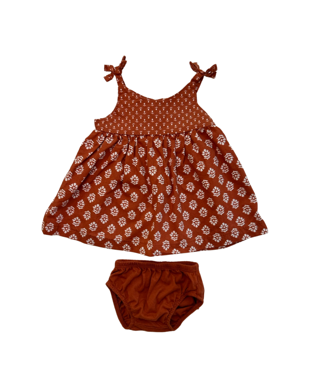 Newborn Baby Girl Carters Pumpkin Spice Colored Dress w/ Bloomers