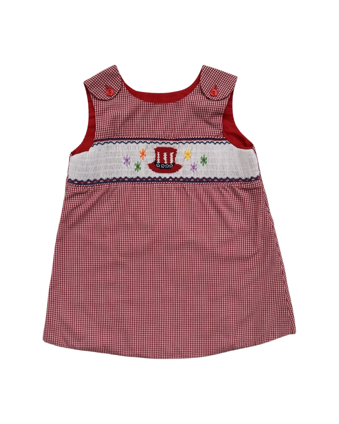 24M Baby Girl Rosalina Red Gingham American Smocked Firework Uncle Sams Hat Dress