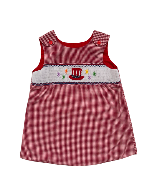 24M Baby Girl Rosalina Red Gingham American Smocked Firework Uncle Sams Hat Dress