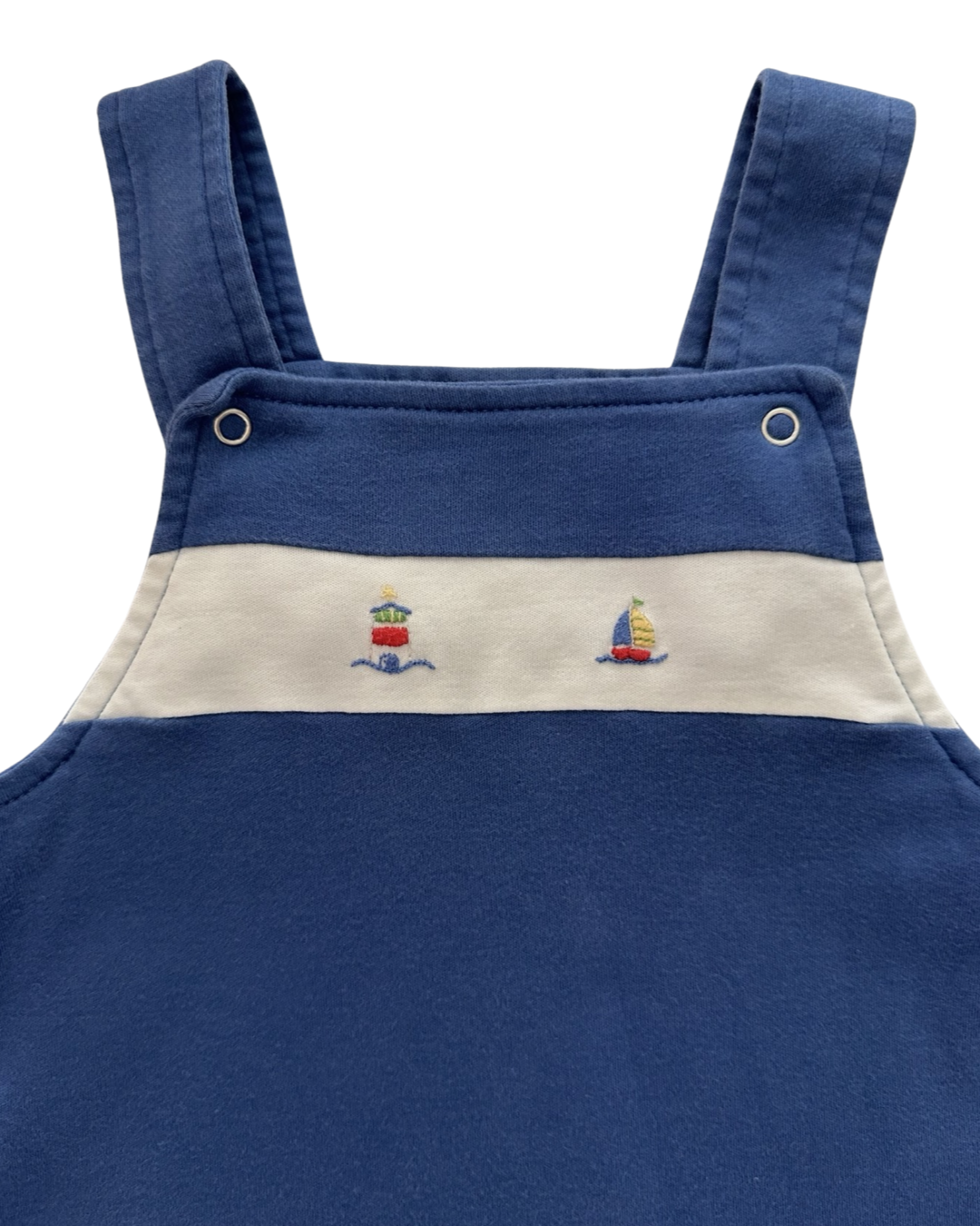 6-9M Baby Boy Kissy Kissy 2Pc Blue Sailboat Romper with Collared White Undershirt Onesie