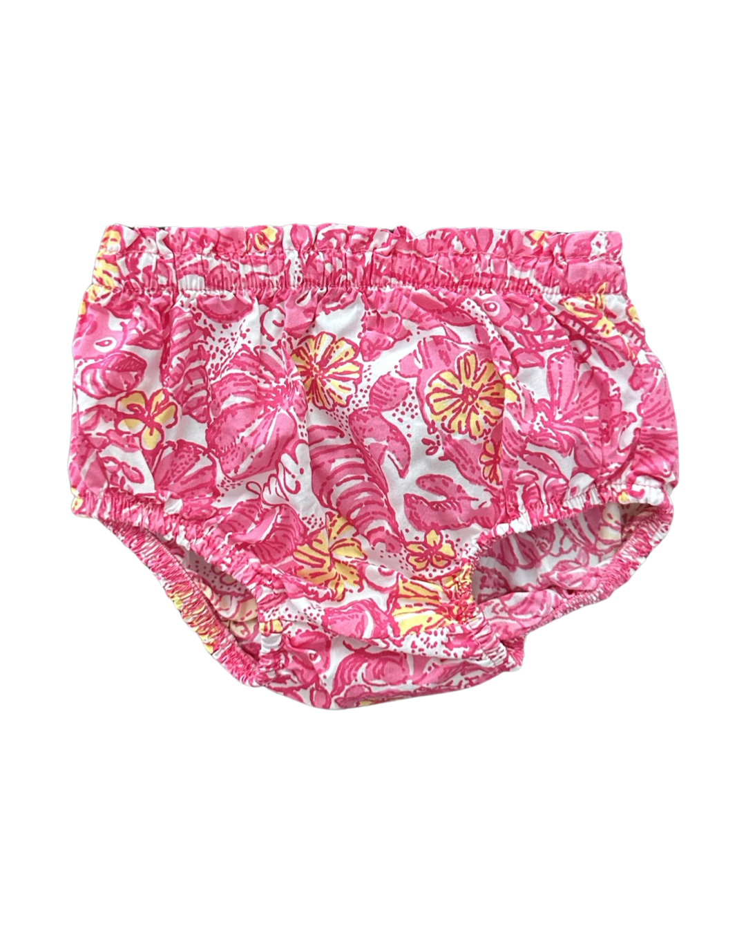 6-12M Baby Girl Lilly Pulitzer Smocked Pink Crab / Seashell / Fish Dress with Bloomers