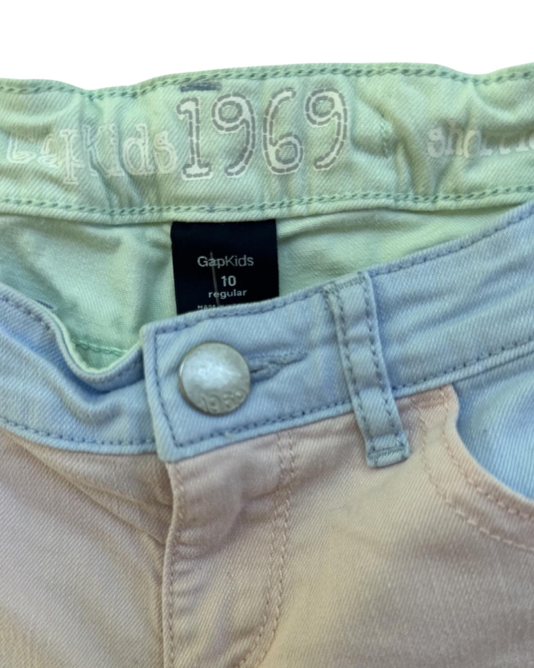 Youth Girls Size 10 Gap Kids Pastel Pink Mint and Blue Jean Shorts no
