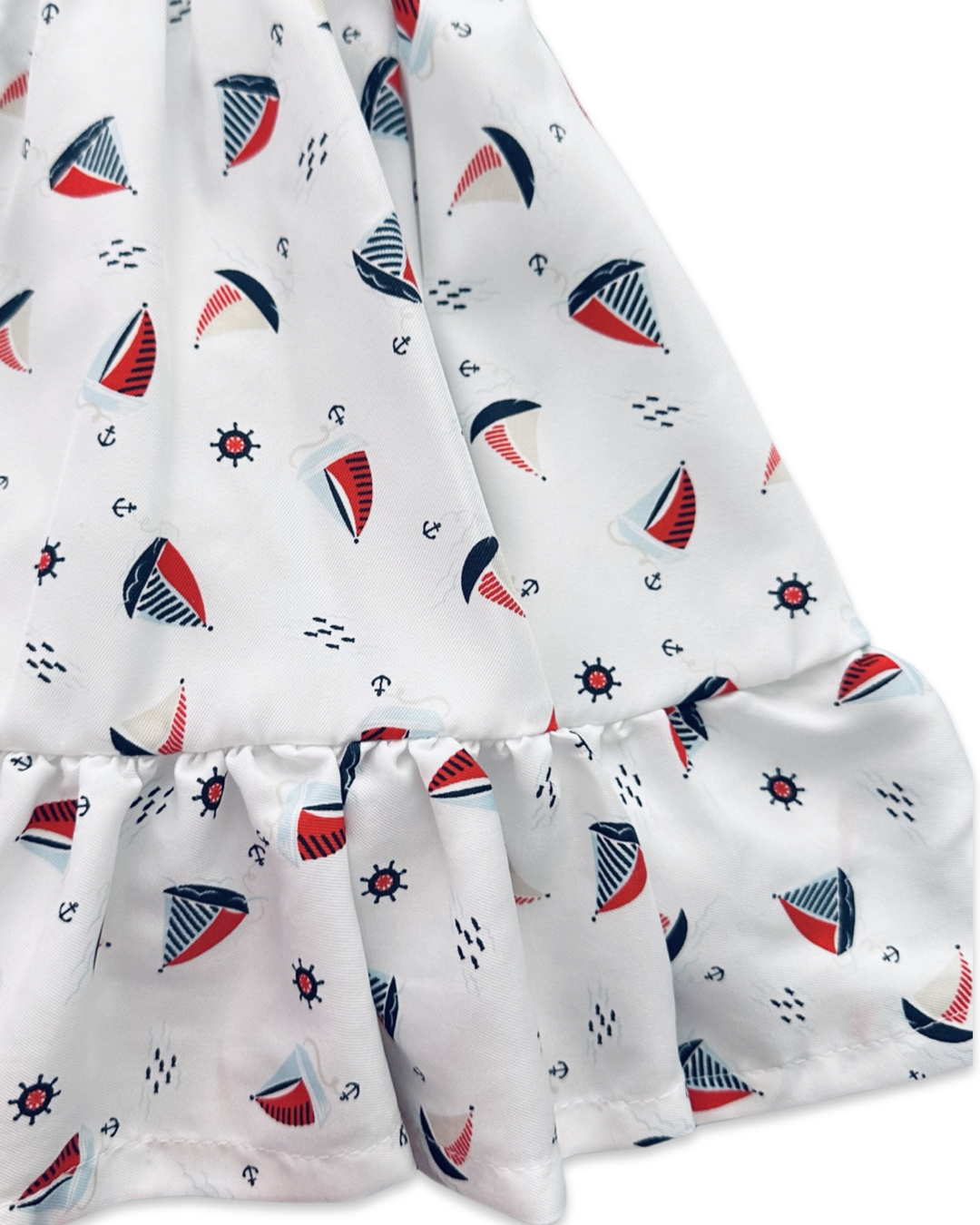 12M Baby Girl Savannah White Ruffle Bottom Sailboat Dress