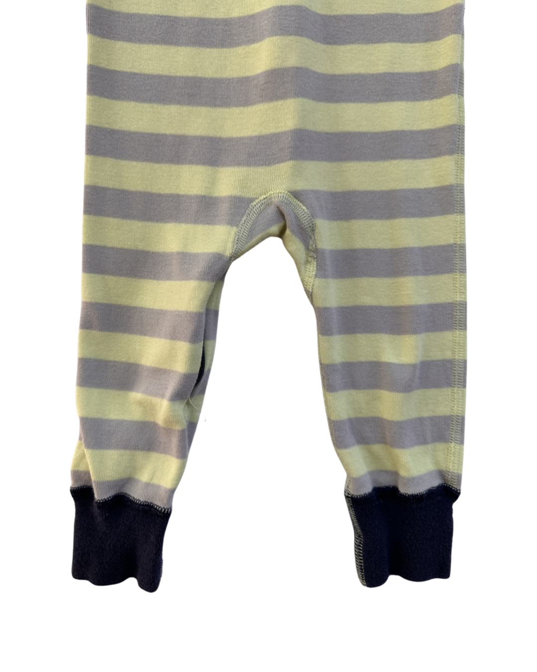9M-12M Baby Boy Hanna Andersson Organic Cotton Citrus Yellow and Gray Striped Zippered Sleeper PJs