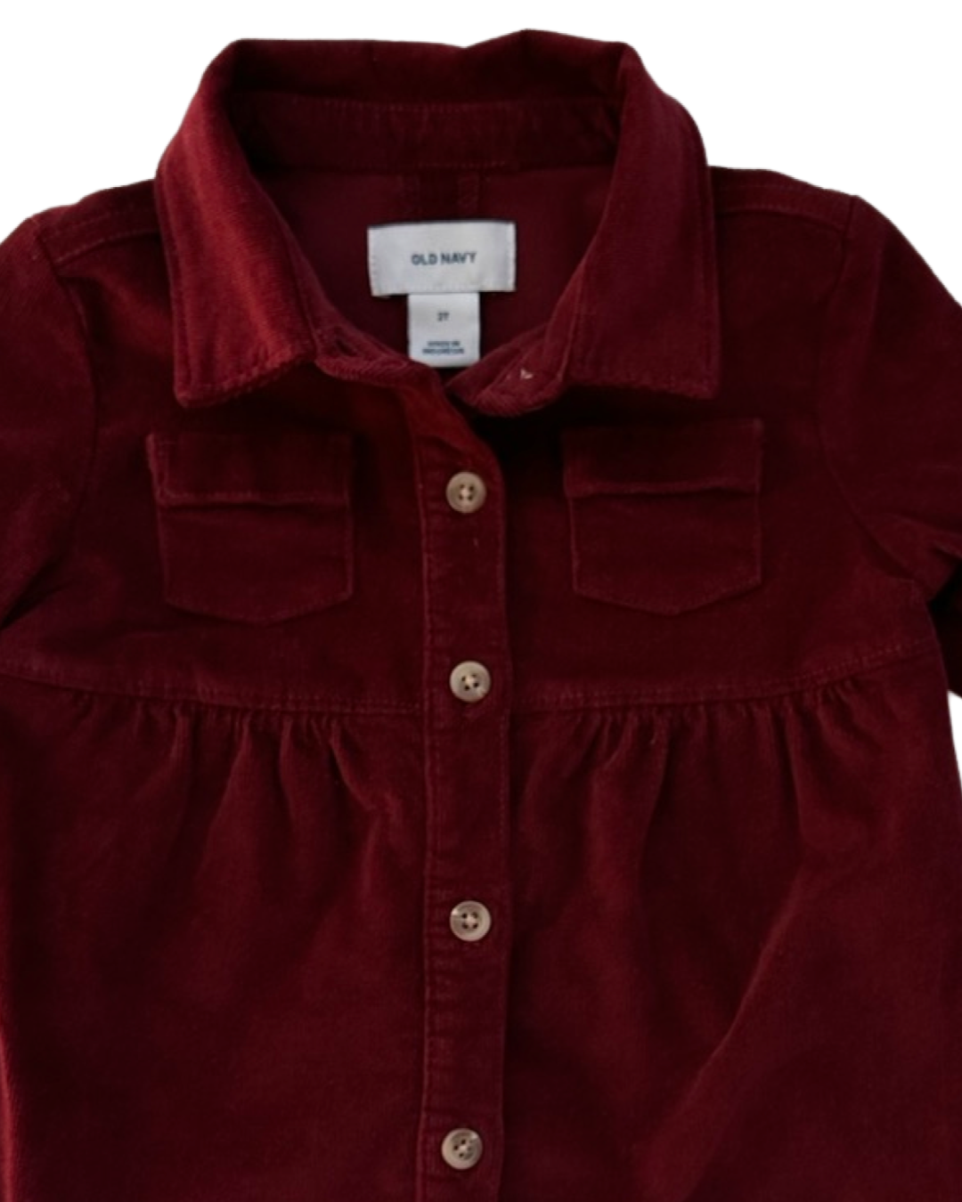 2T Toddler Girl Old Navy Maroon Fine Corduroy Dress