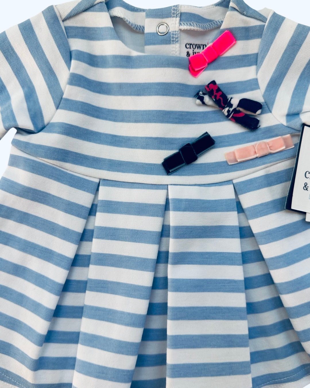 9M Baby Girl Crown & Ivy Blue Striped Long Sleeve Top with Matching Leggings Outfit