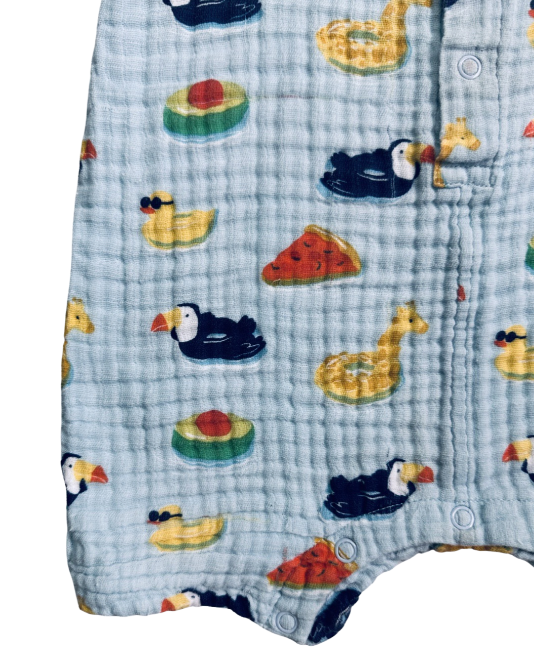 18M-24M Baby Boy Angel Dear Muslin Pool Floaties Shortie Romper