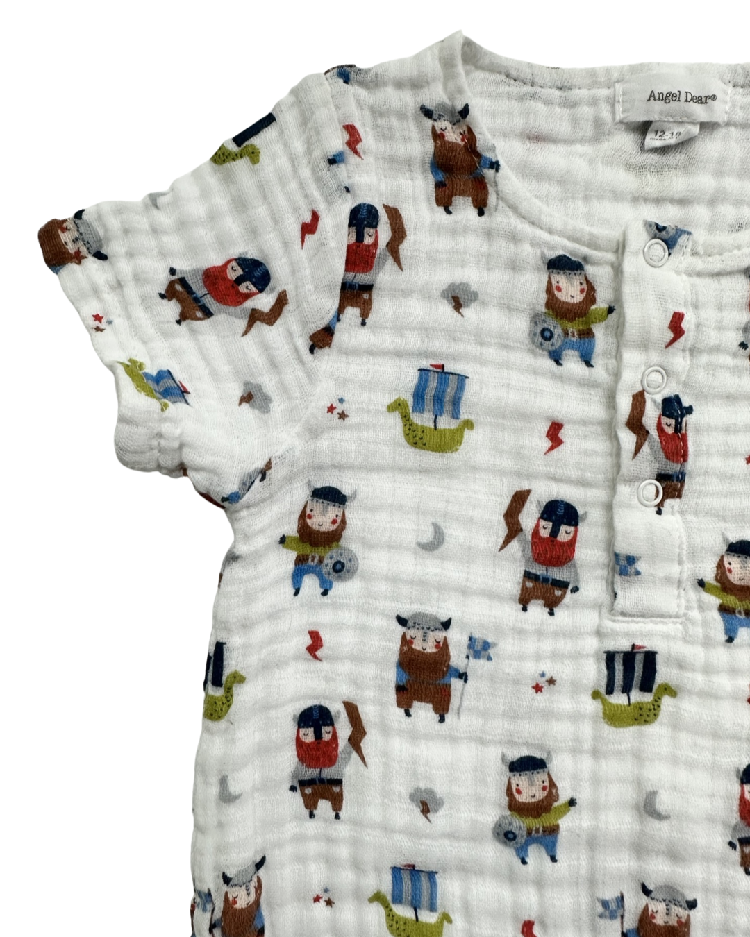12M-18M Baby Boy Angel Dear Vikings Muslin Romper