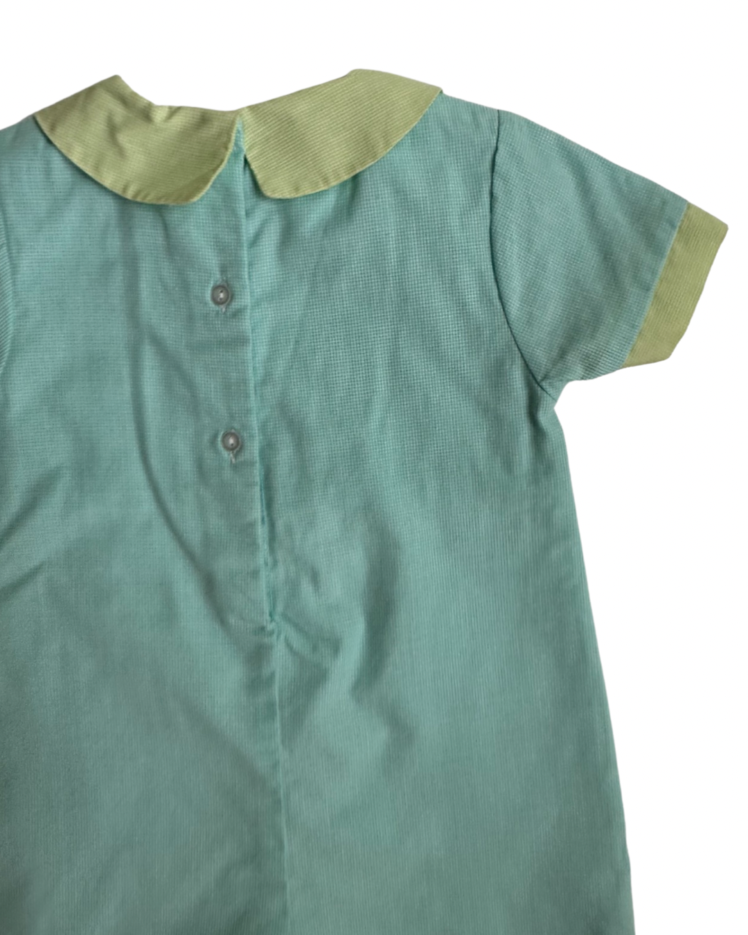 12M Baby Boy Petit Ami Aqua / Green Gingham Tractor Romper