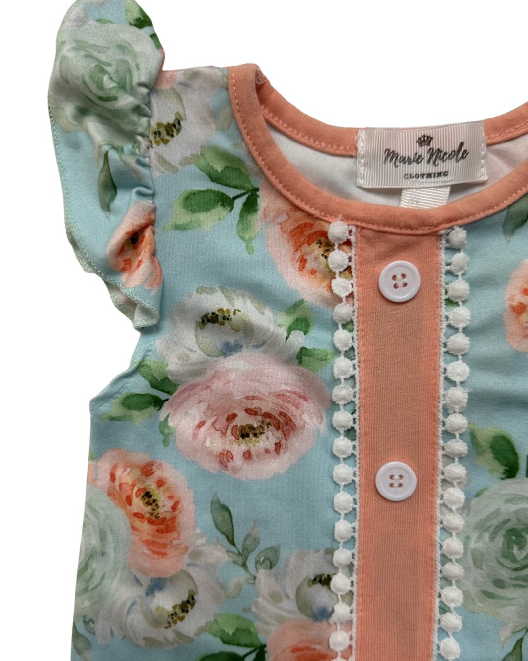 0-3M Baby Girl Marie Nicole Boutique Floral Ruffle Bottom Romper