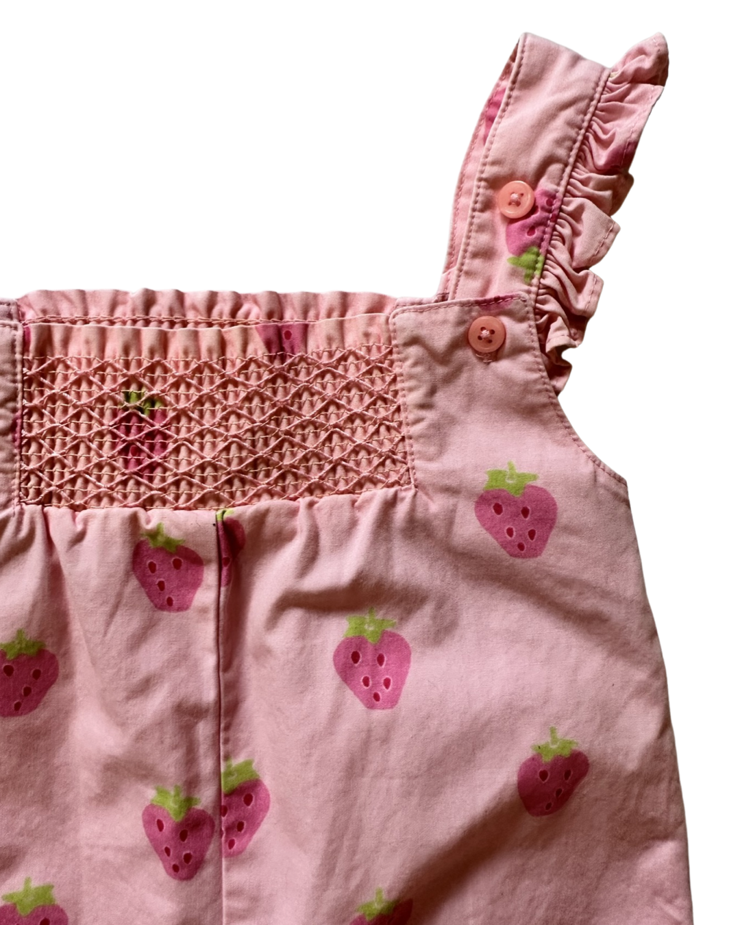 0-3M Baby Girl Gymboree Pink Strawberry Smocked Bubble Romper