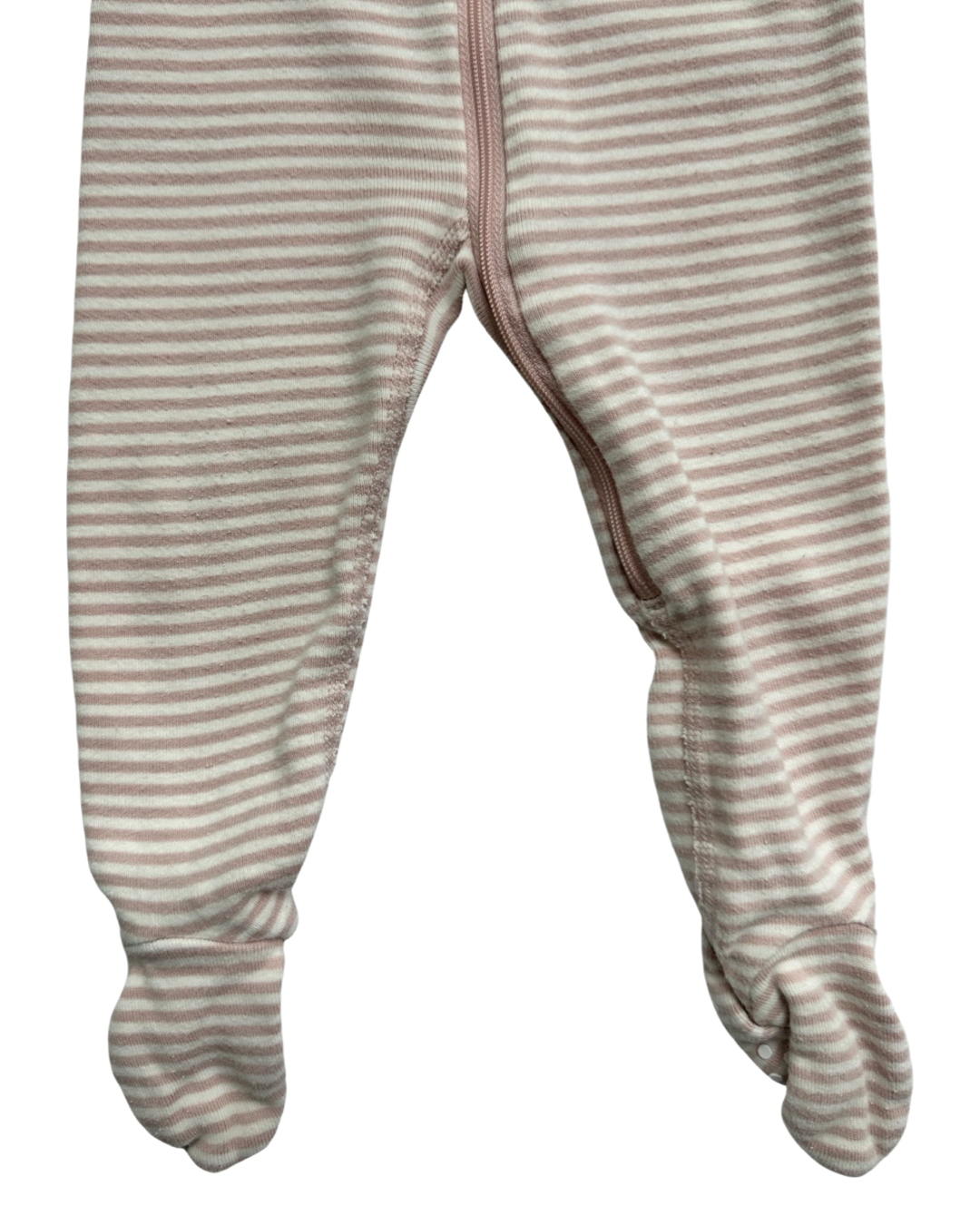 3-6M Baby Girl Hanna Andersson Dusty Rose Striped Zippered Sleeper PJs