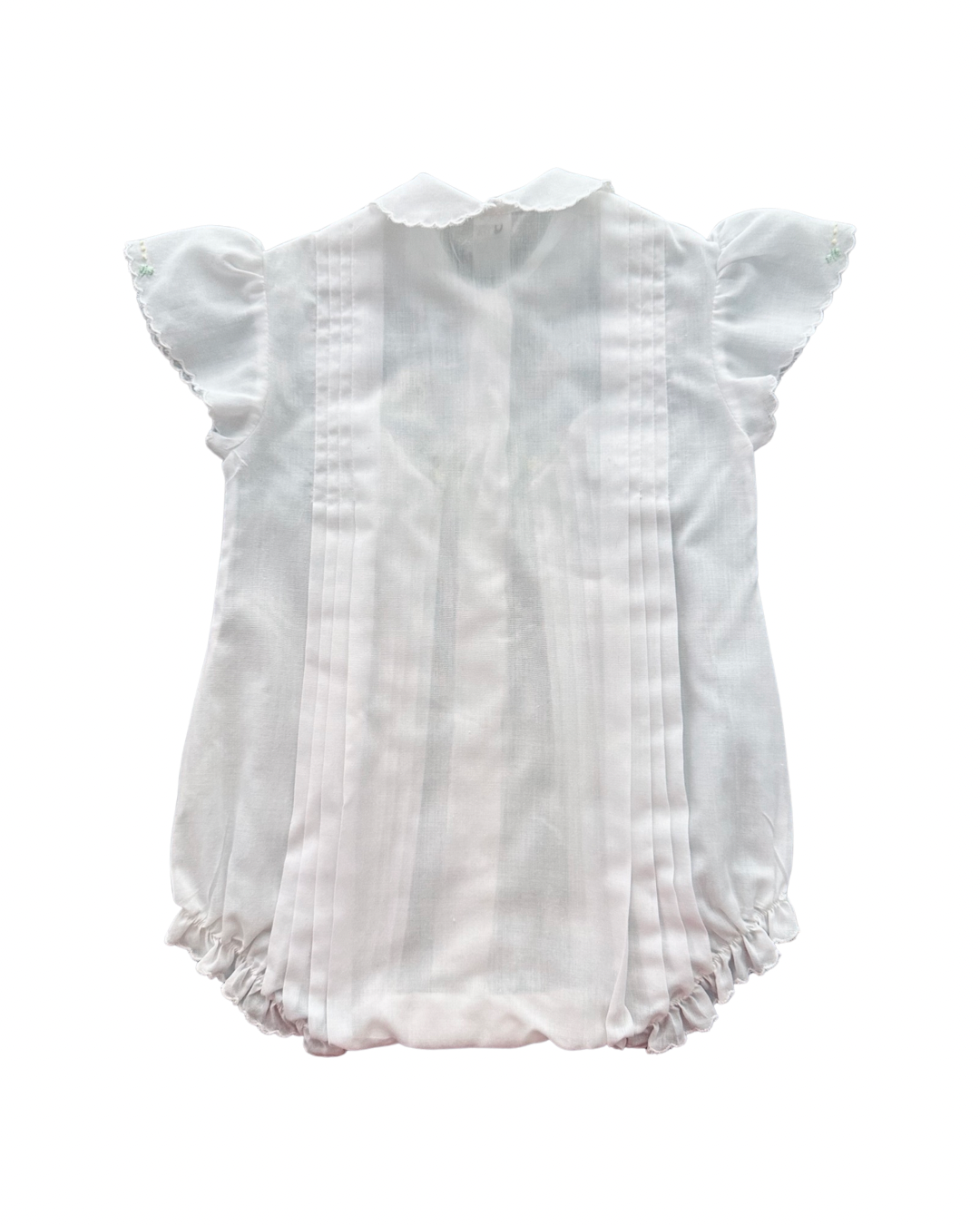 3-6M Baby Girl White Vintage Hand Embroidered Bubble