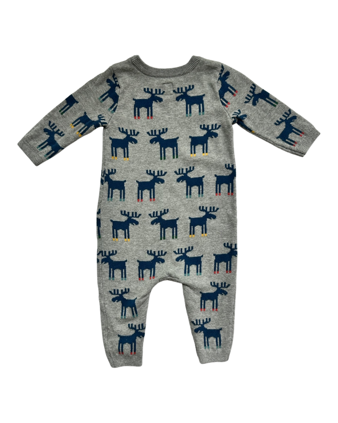 3-6M Baby Boy Baby Gap Gray Reindeer Sweater Romper