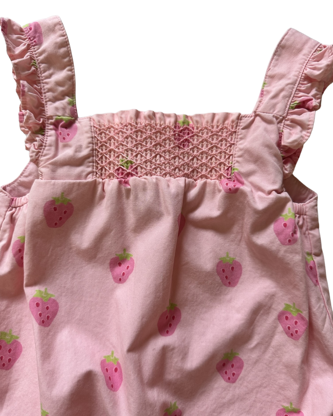 0-3M Baby Girl Gymboree Pink Strawberry Smocked Bubble Romper
