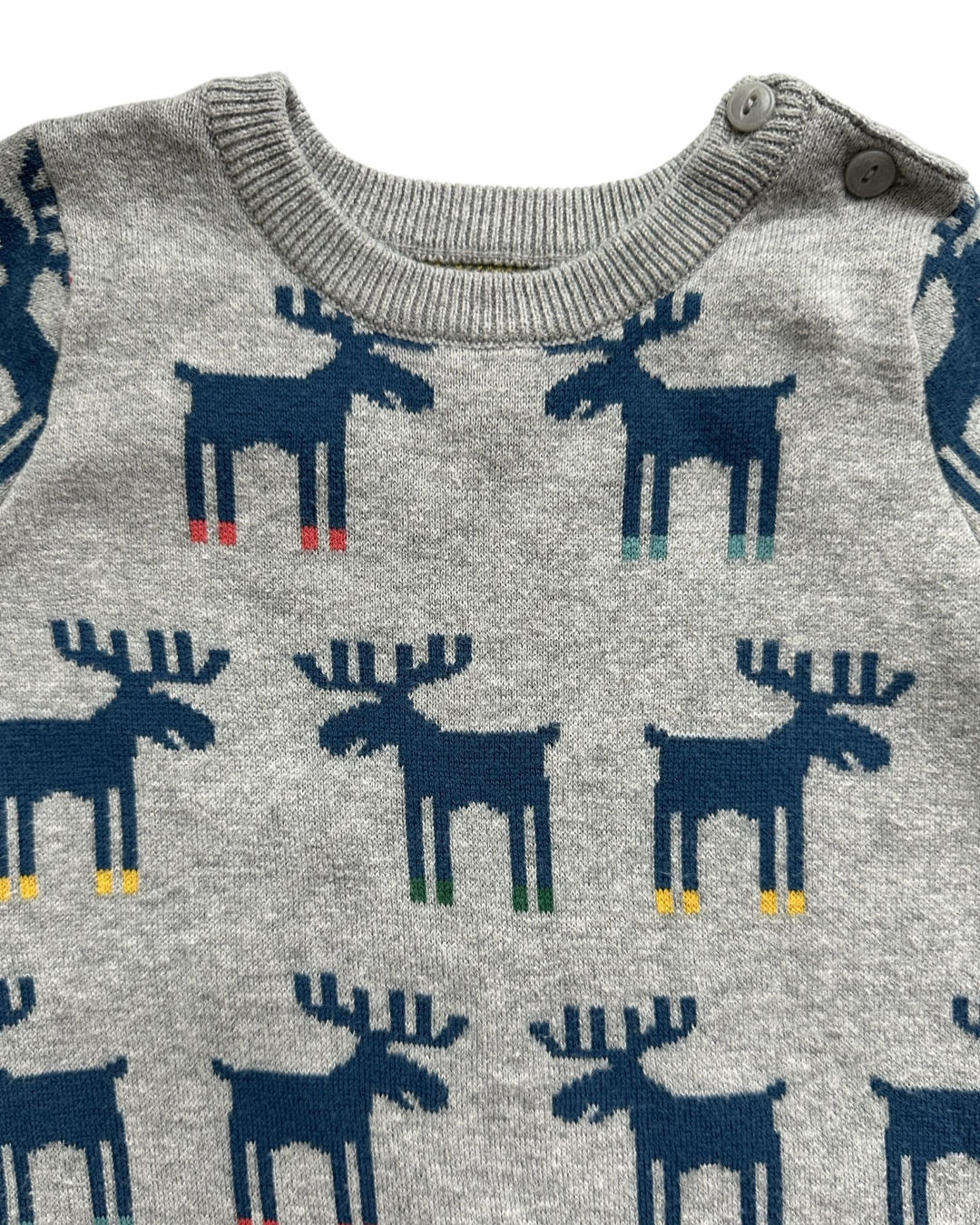 3-6M Baby Boy Baby Gap Gray Reindeer Sweater Romper