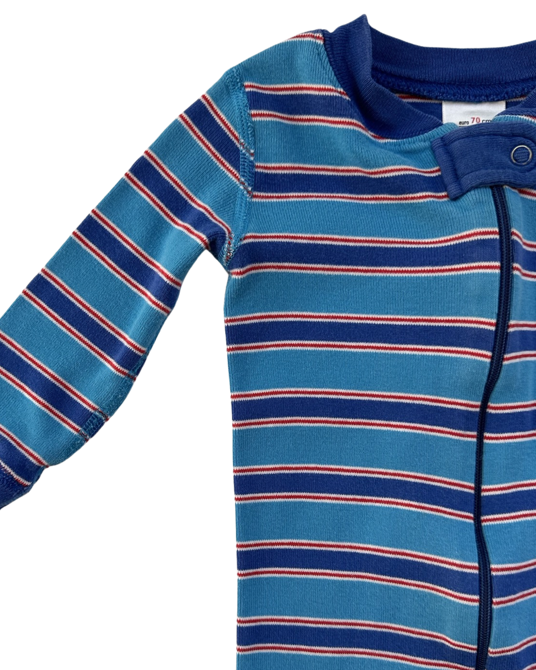 9M-18M Baby Boy Hanna Andersson Organic Cotton Blue Striped Zippered Sleeper PJs