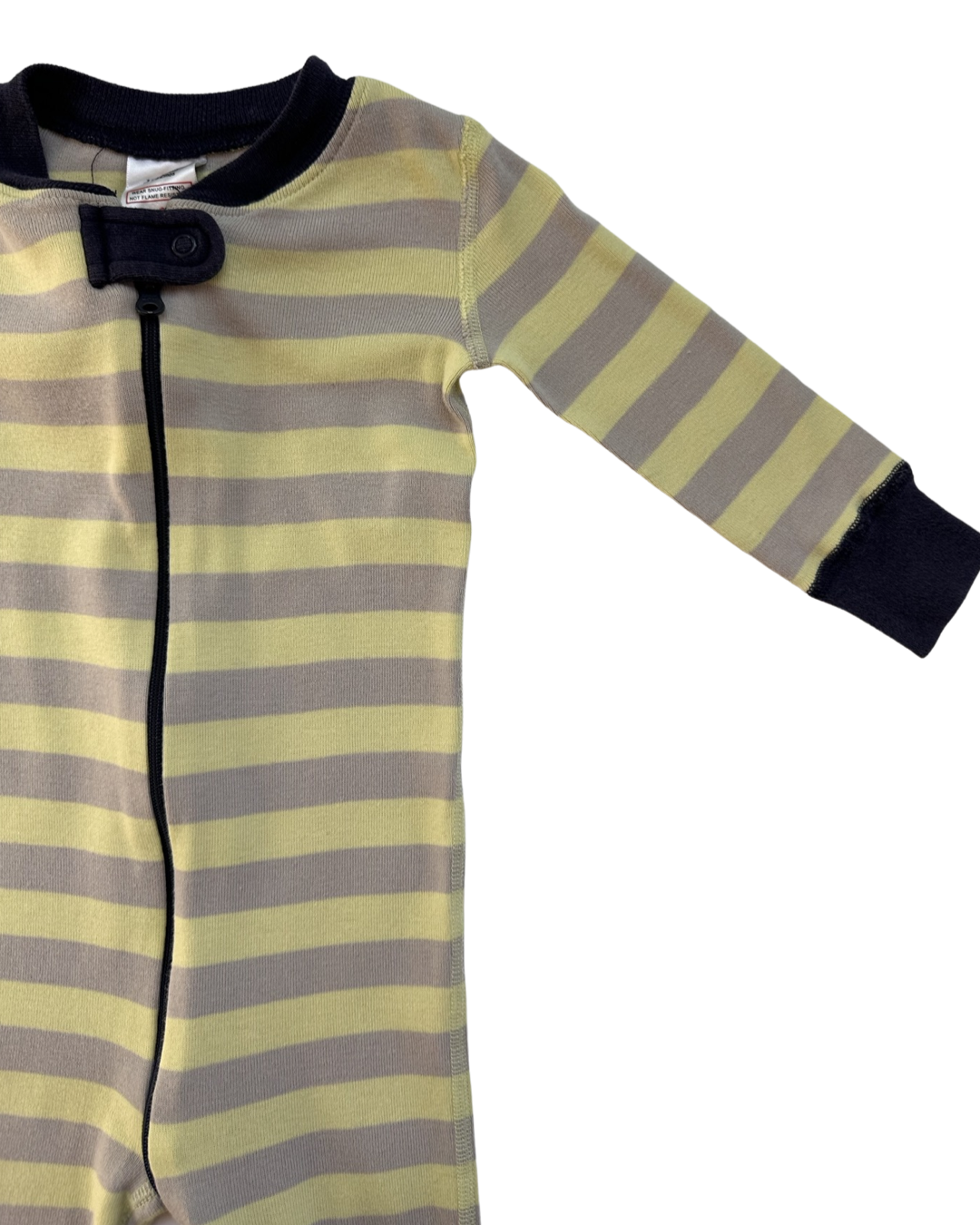 9M-12M Baby Boy Hanna Andersson Organic Cotton Citrus Yellow and Gray Striped Zippered Sleeper PJs