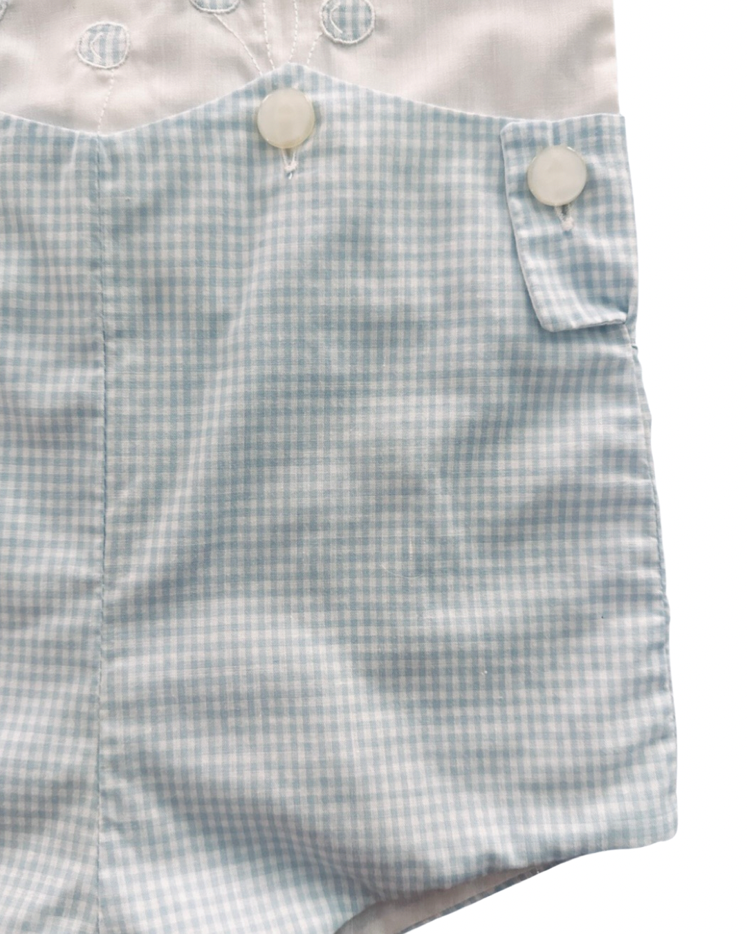 6M Baby Boy Classic Feltman Bros Light Blue Gingham Romper