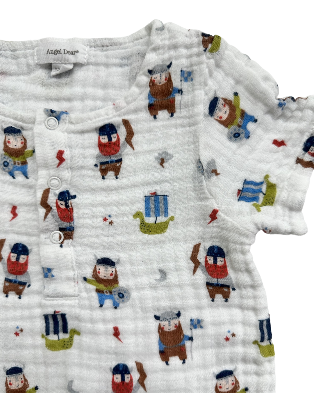 12M-18M Baby Boy Angel Dear Vikings Muslin Romper