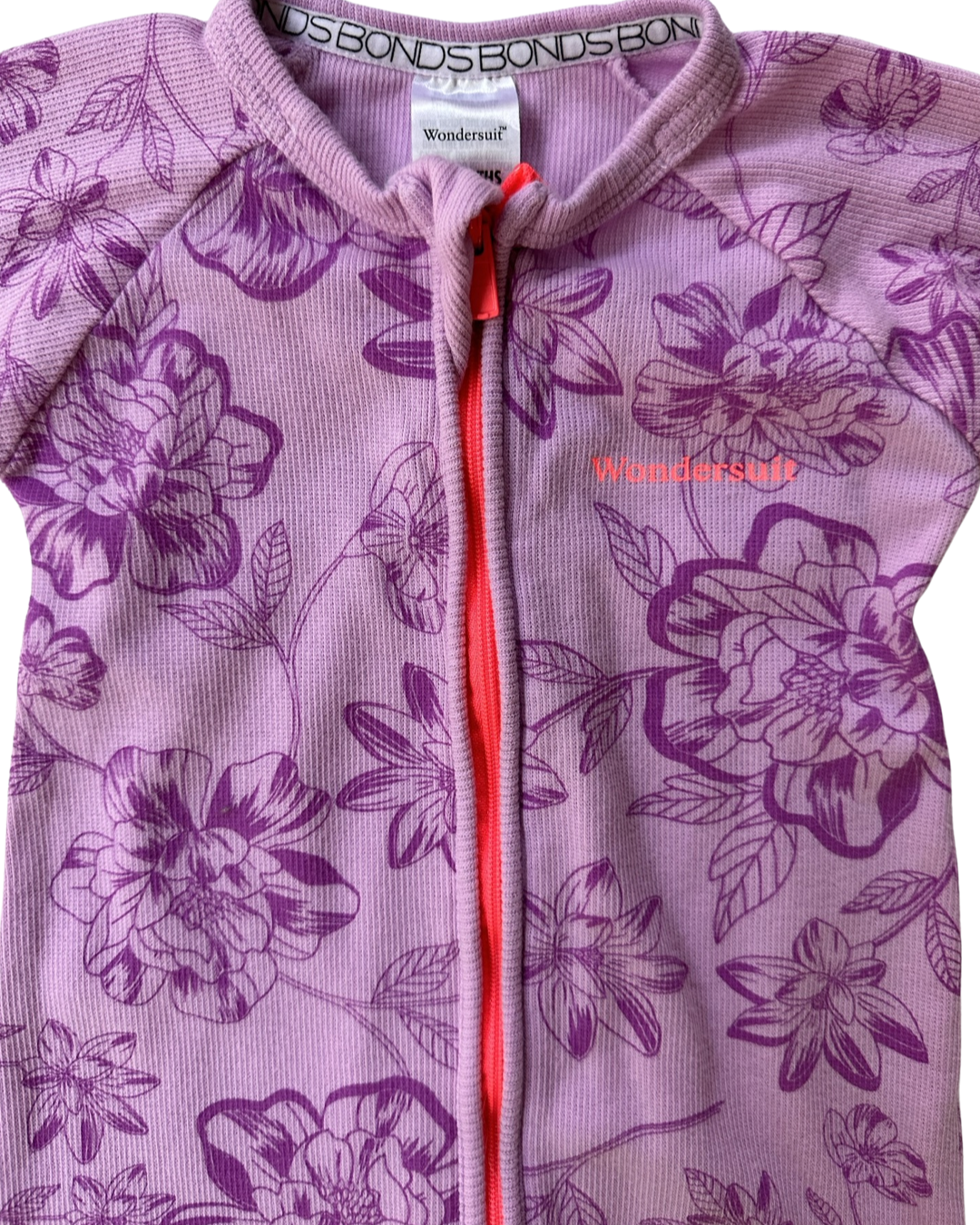 6-12M Baby Girl Size 0 Purple Floral Bonds Wondersuit