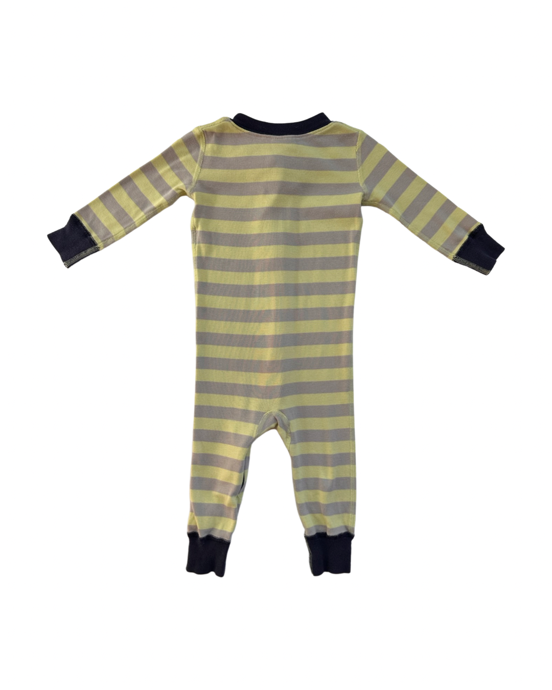 9M-12M Baby Boy Hanna Andersson Organic Cotton Citrus Yellow and Gray Striped Zippered Sleeper PJs