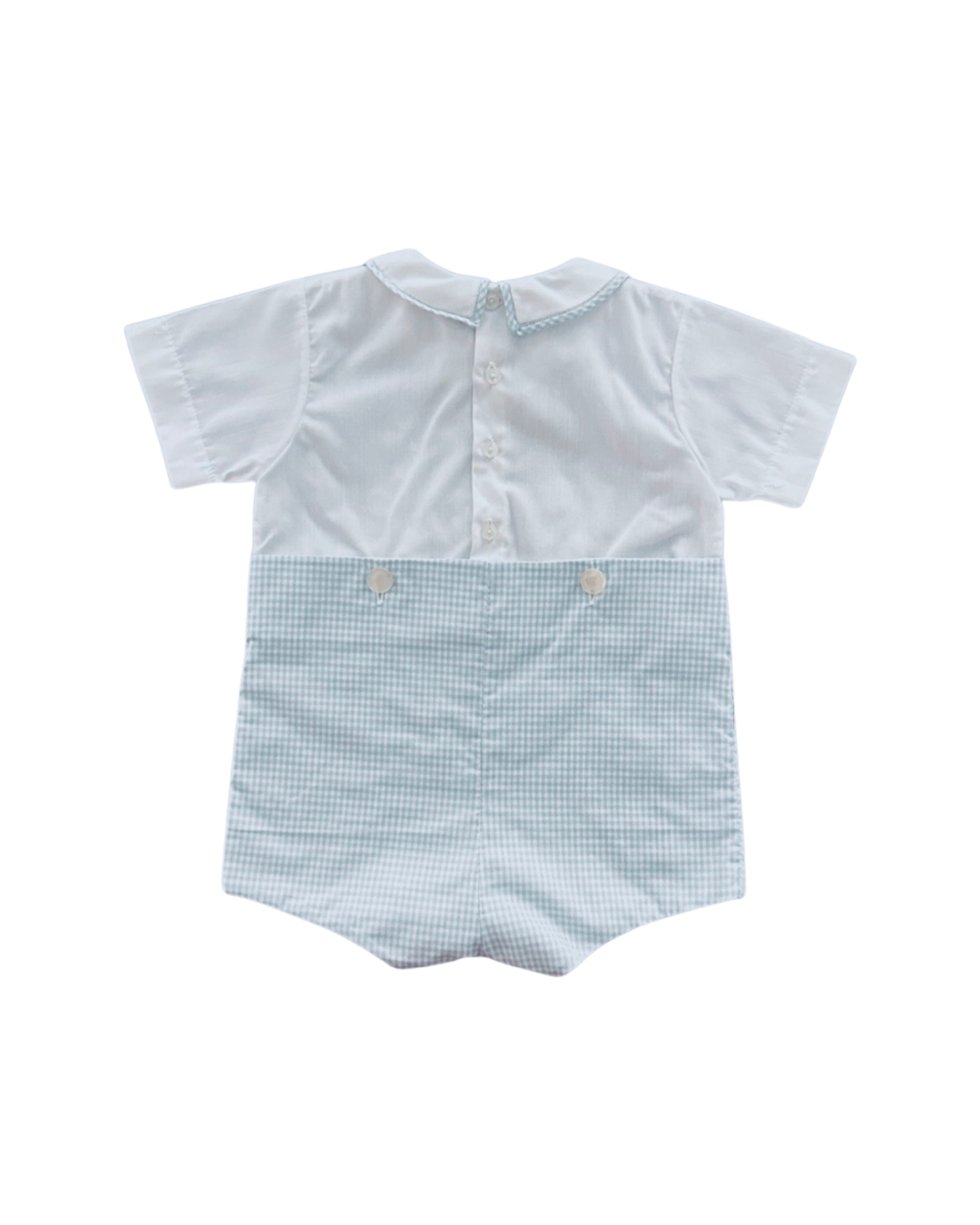 6M Baby Boy Classic Feltman Bros Light Blue Gingham Romper