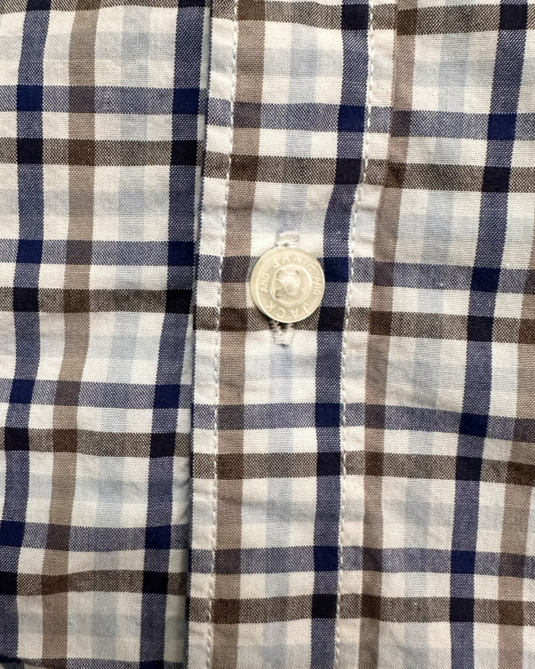 6-12M Baby Boy Janie & Jack Plaid Long Sleeve Button Up Top