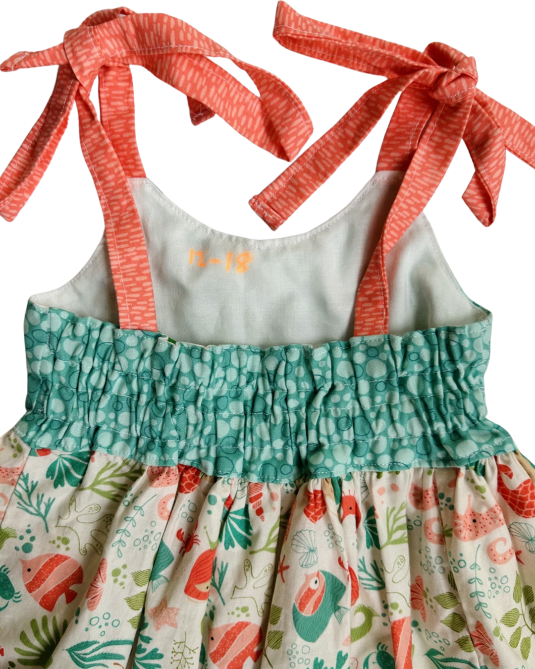 12M-18M Baby Girl Boutique Mermaid Sea Teal / Coral Dress